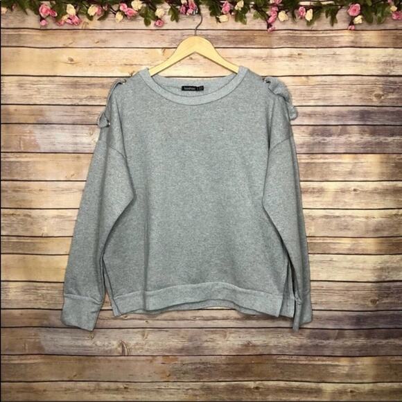🌷5 for $25 Boohoo Imogen Eyelet Cross Side Split Sweater - Picture 2 of 8